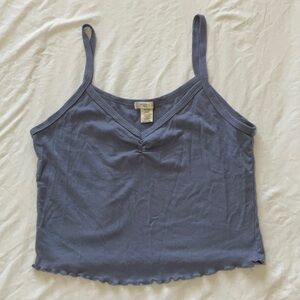 Bozzolo Blue Ribbed Crop Camisole Sleeveless Top